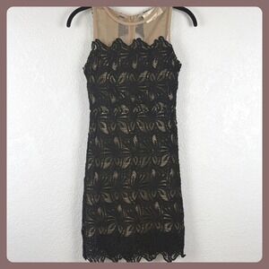 JOA Black Lace Sheer Overlay‎ Sheath Dress Women's Size XS